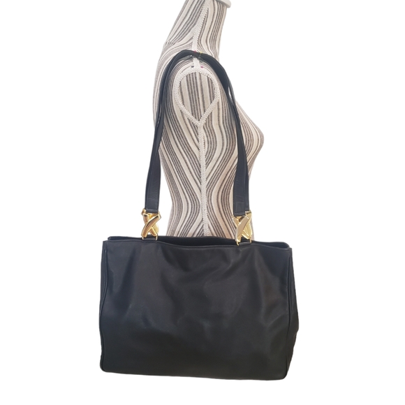 Paloma Picasso Handbags - Paloma Picasso Vintage Black Leather Shoulder Bag Large Handbag Tote Sho…